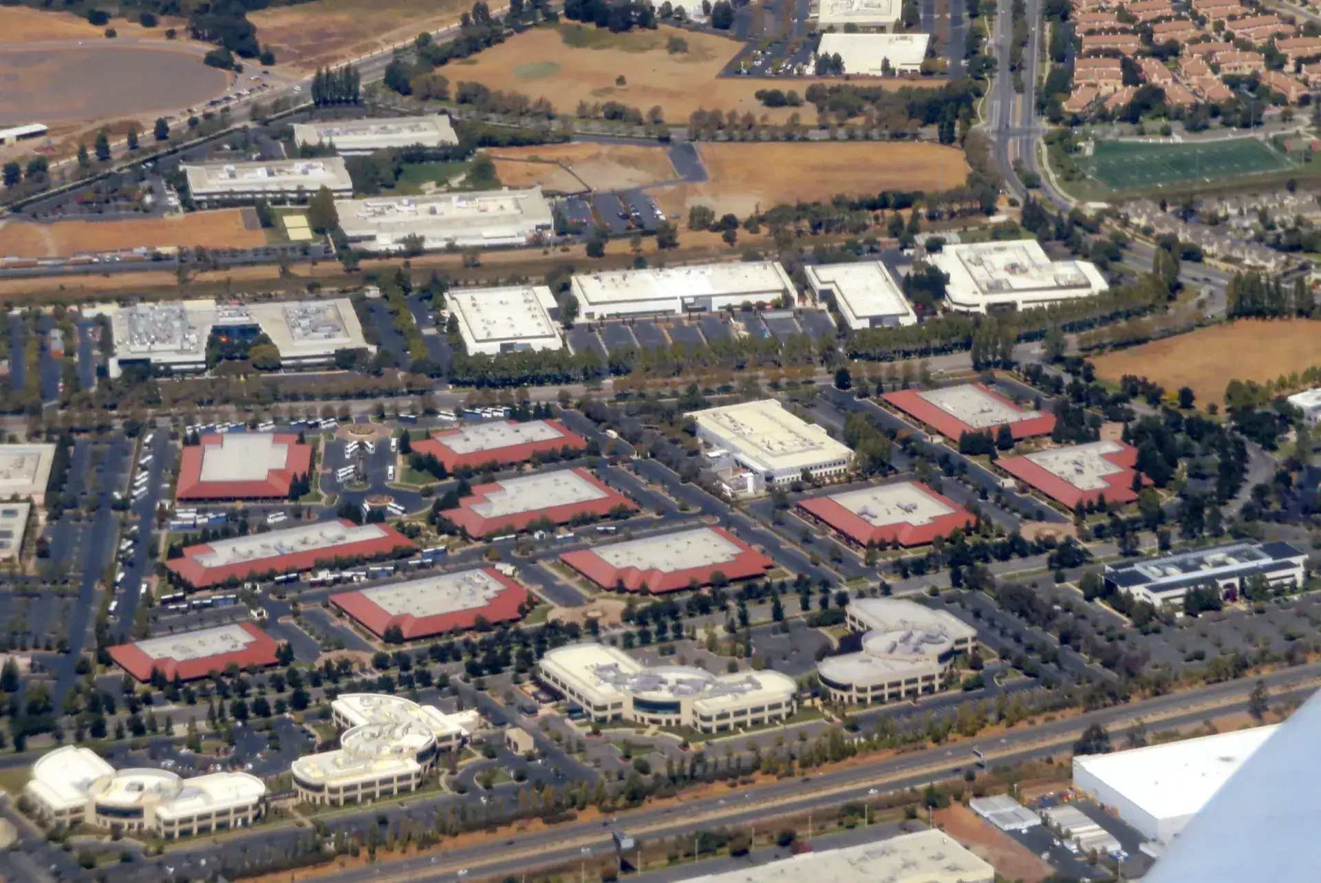 Aerial view of an office park in Fremont, California
