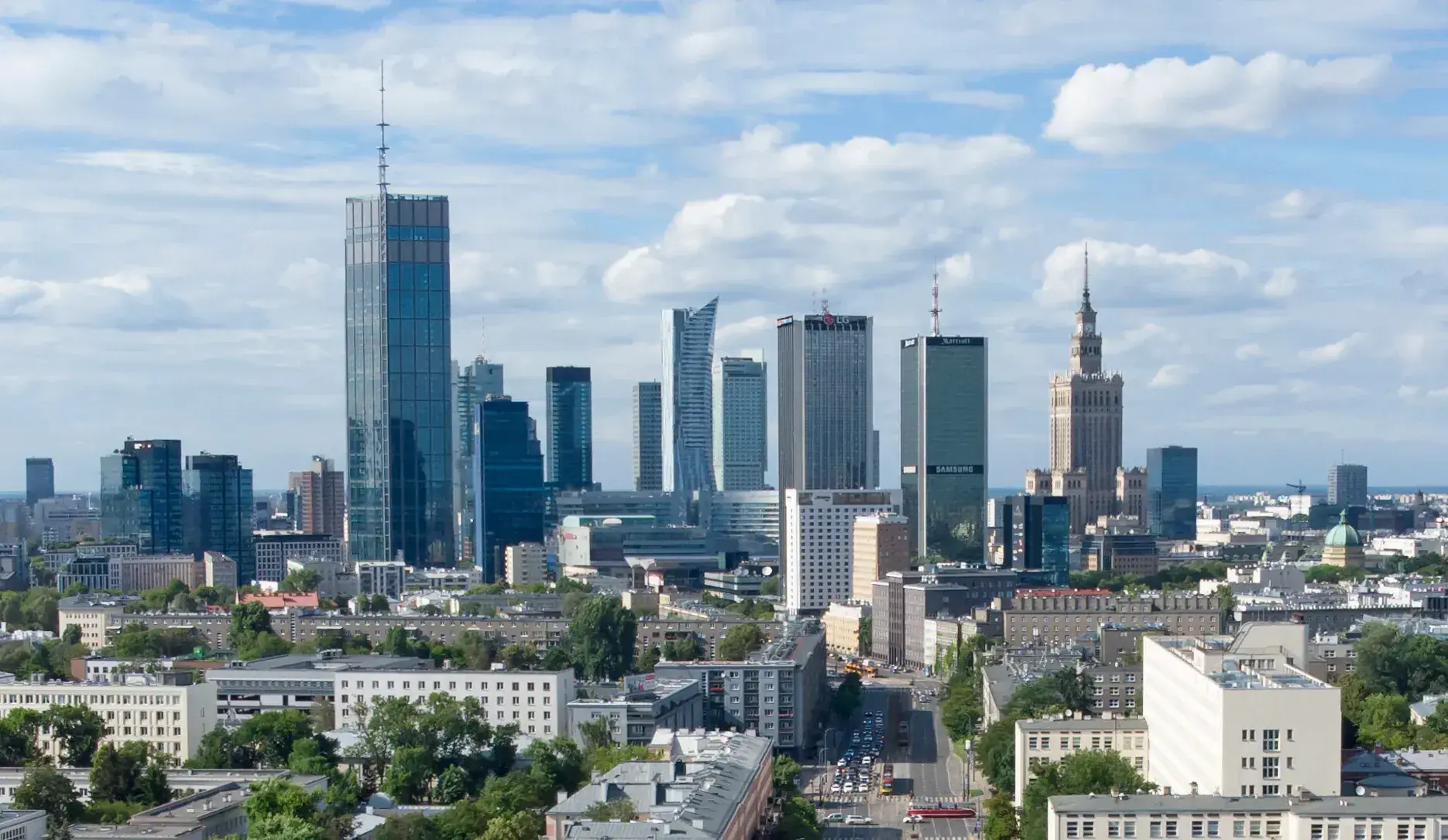 Aerial view of central Warsaw